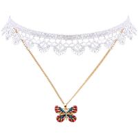 alliage de zinc Collier Tour de cou, avec lacet, papillon, Placage de couleur d'or, bijoux de mode & styles différents pour le choix & pour femme & émail & avec strass, 70mm,7.5mm .8 pouce, Vendu par brin