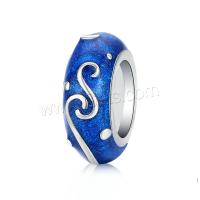 Émail en argent European perle, Argent sterling 925, Plaqué de platine, bijoux de mode & DIY & émail, bleu Vendu par PC