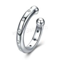 Plata de ley 925 Pendiente Clip, chapado en platina real, micro arcilla de zirconia cúbica & para mujer, plateado, 20mm, Vendido por UD