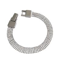 Plata de ley 925 Pulsera, plata esterlina cierre en enclavamiento, chapado en platina real, Joyería & diverso tamaño para la opción & para mujer, plateado, 7.5mm, Vendido por UD