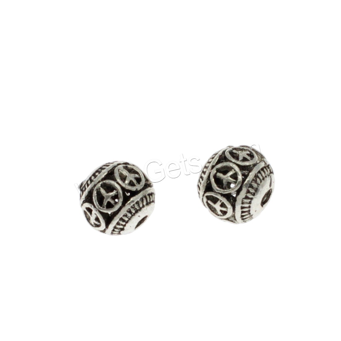 Zinc Alloy Hollow Beads, Round, antique silver color plated, different size for choice, Hole:Approx 2mm, 100PCs/Bag, Sold By Bag