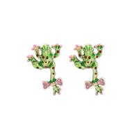 Zinc alliage strass Stud Earring, alliage de zinc, grenouille, Placage, Mignon & bijoux de mode & pour femme & émail & avec strass, plus de couleurs à choisir, 23*15mm Vendu par sac