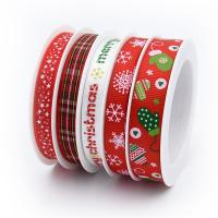 Polyester Band Dekoration, 5 in 1 & Weihnachts-Design & Niedlich & Modeschmuck & DIY, rot, 10*5000mm, verkauft von Spule