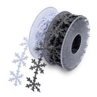 Polyester Band Dekoration, Schneeflocke, 5 in 1 & Weihnachts-Design & Niedlich & Modeschmuck & DIY, keine, 25*10*5000mm, verkauft von Spule