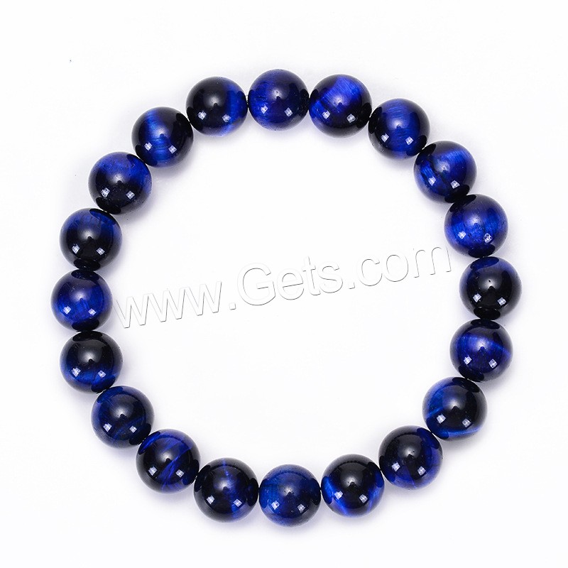 Tiger Eye Stone Bracelets, Round, elastic & Unisex & different size for choice, blue, Length:Approx 6.6 Inch, Sold By Strand