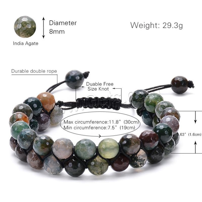 Indischer Achat Woven Ball Armband, mit Nylonschnur, rund, unisex & einstellbar & verschiedene Größen vorhanden & facettierte, 8mm, Länge:ca. 7.5-11.8 ZollInch, verkauft von Strang