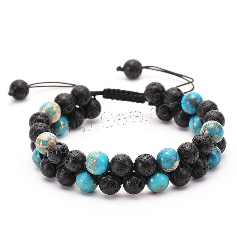 Lava Woven Ball Bracelets, with Impression Jasper & Nylon Cord, Round, Unisex & adjustable & different size for choice, Length:Approx 7.5-11.8 Inch, Sold By Strand