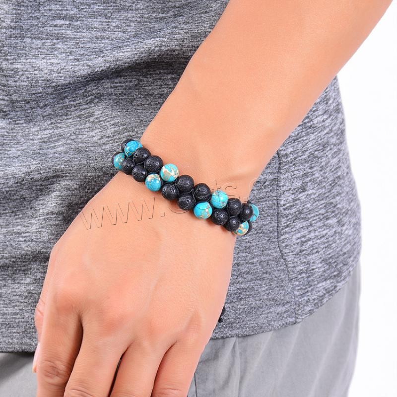 Lava Woven Ball Armband, mit Impression Jaspis & Nylonschnur, rund, unisex & einstellbar & verschiedene Größen vorhanden, Länge:ca. 7.5-11.8 ZollInch, verkauft von Strang