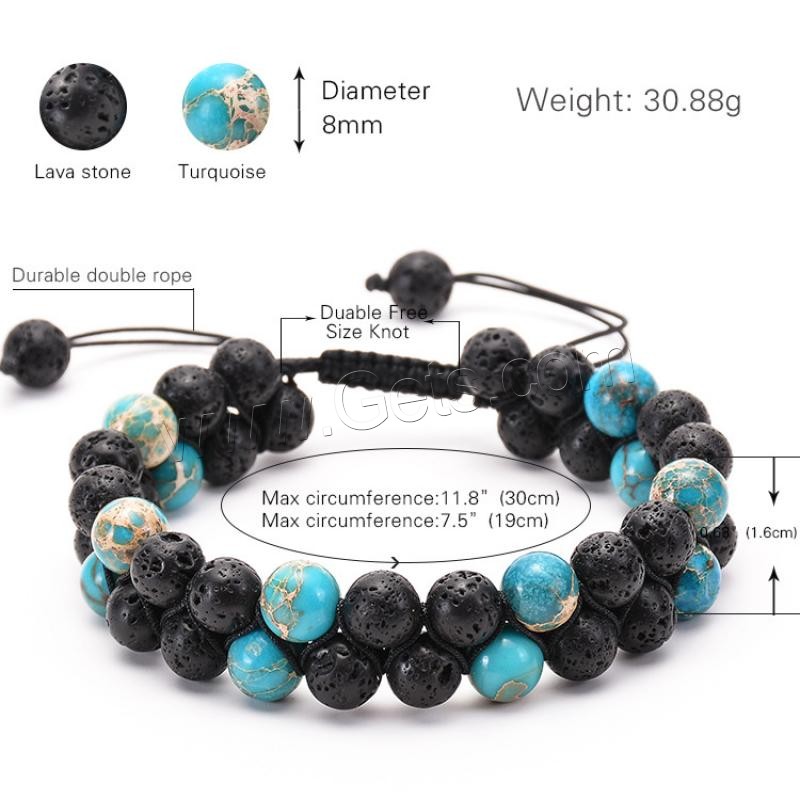 lava Pulsera de Woven Ball, con Jaspe Impresión & cordón de nylon, Esférico, unisexo & ajustable & diverso tamaño para la opción, longitud:aproximado 7.5-11.8 Inch, Vendido por Sarta