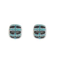 Stainless Steel European Beads, 316L Stainless Steel, enamel & blacken, skyblue Approx 4mm 