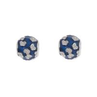 Stainless Steel European Beads, 316L Stainless Steel, Round, enamel, blue Approx 4mm 