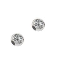 Stainless Steel European Beads, 316L Stainless Steel, Round, with rhinestone, original color Approx 4mm 