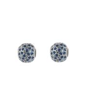 Stainless Steel European Beads, 316L Stainless Steel, Round, enamel & with rhinestone, blue Approx 4mm 