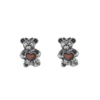 Stainless Steel European Beads, 316L Stainless Steel, Bear, enamel & blacken, red Approx 4.5mm 