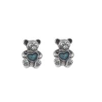 Stainless Steel European Beads, 316L Stainless Steel, Bear, enamel & blacken, skyblue Approx 4.5mm 