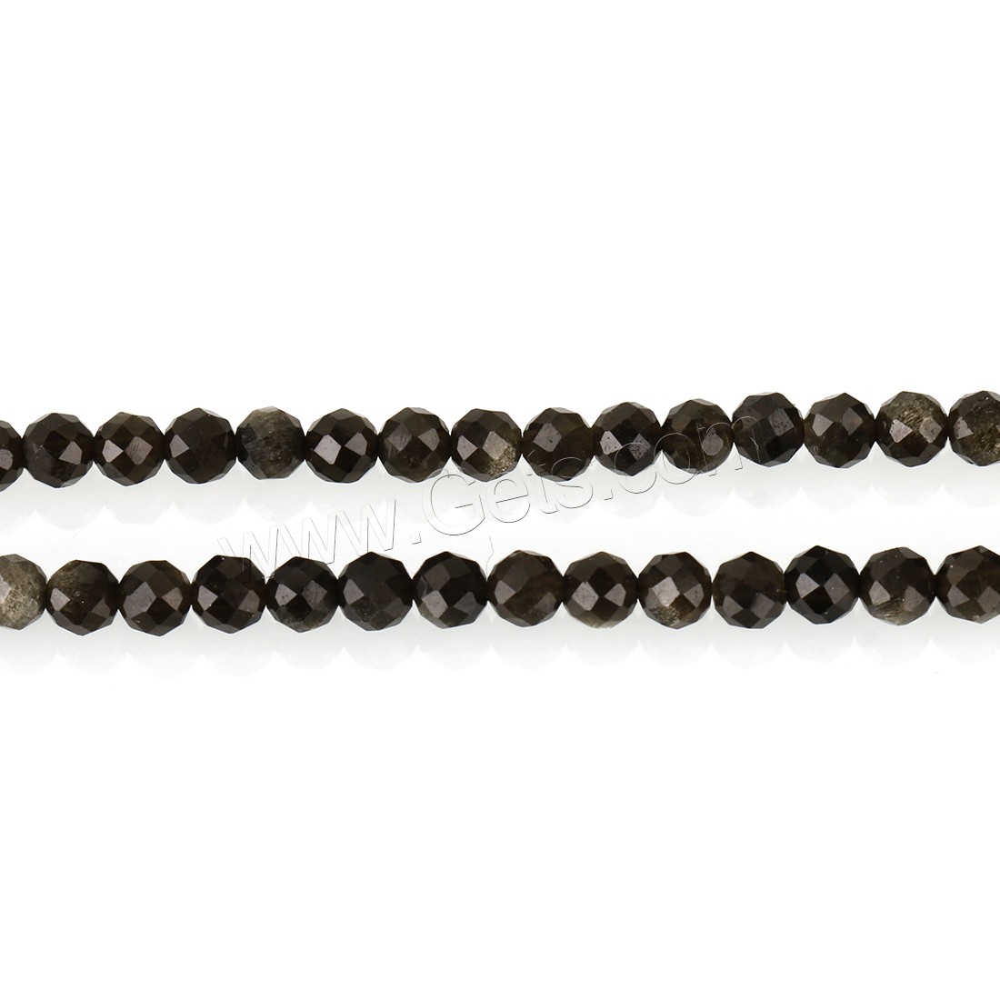 Gold Obsidian Beads, Round, fashion jewelry & DIY & different size for choice & faceted, black, Hole:Approx 1mm, Length:Approx 15.5 Inch, Approx 16 Inch, Sold By Strand