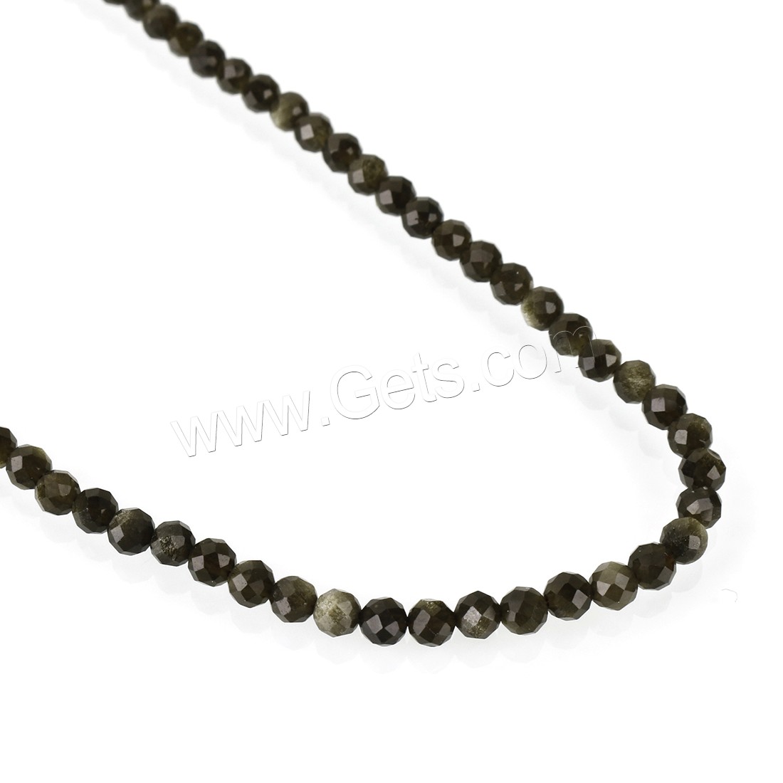 Gold Obsidian Beads, Round, fashion jewelry & DIY & different size for choice & faceted, black, Hole:Approx 1mm, Length:Approx 15.5 Inch, Approx 16 Inch, Sold By Strand