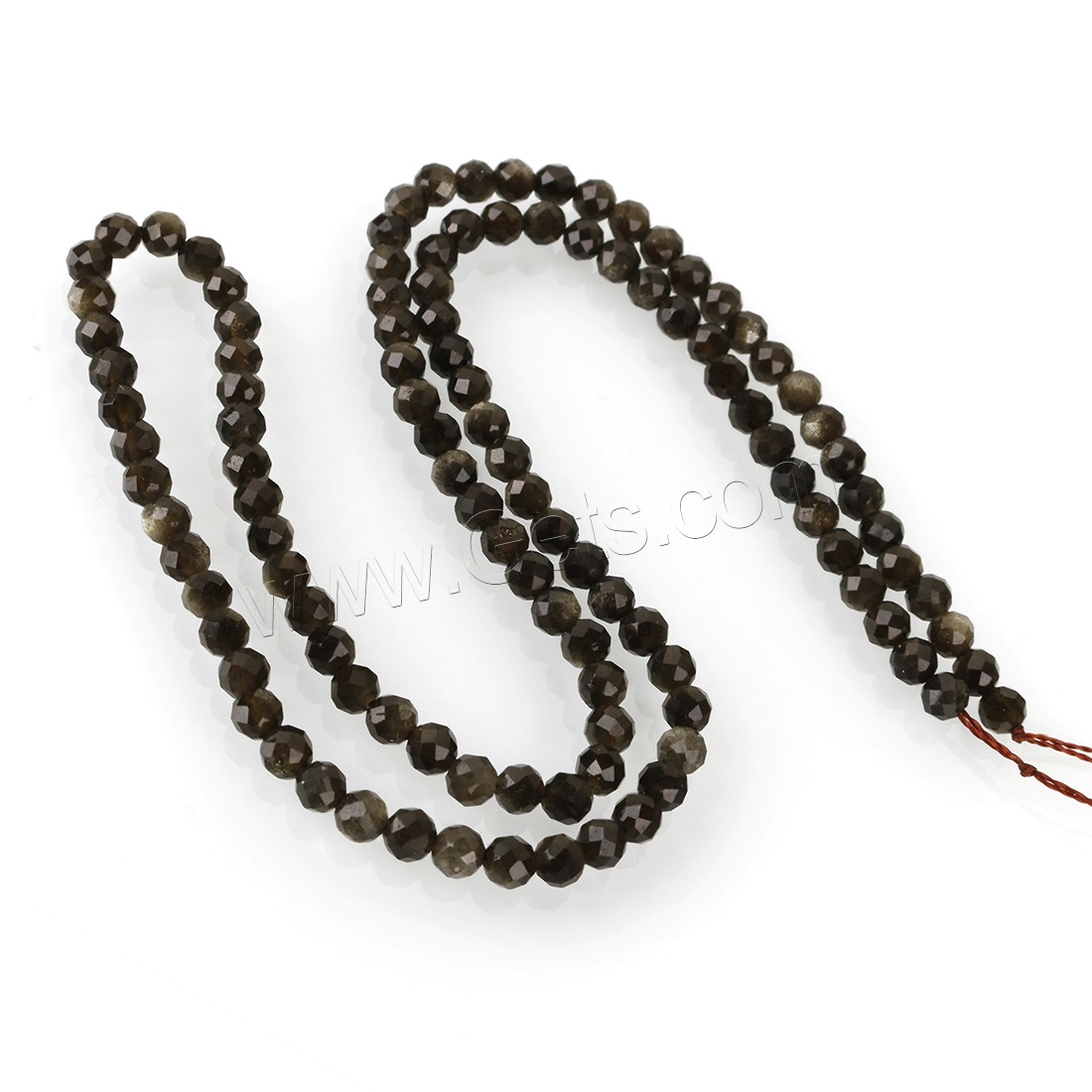 Gold Obsidian Beads, Round, fashion jewelry & DIY & different size for choice & faceted, black, Hole:Approx 1mm, Length:Approx 15.5 Inch, Approx 16 Inch, Sold By Strand