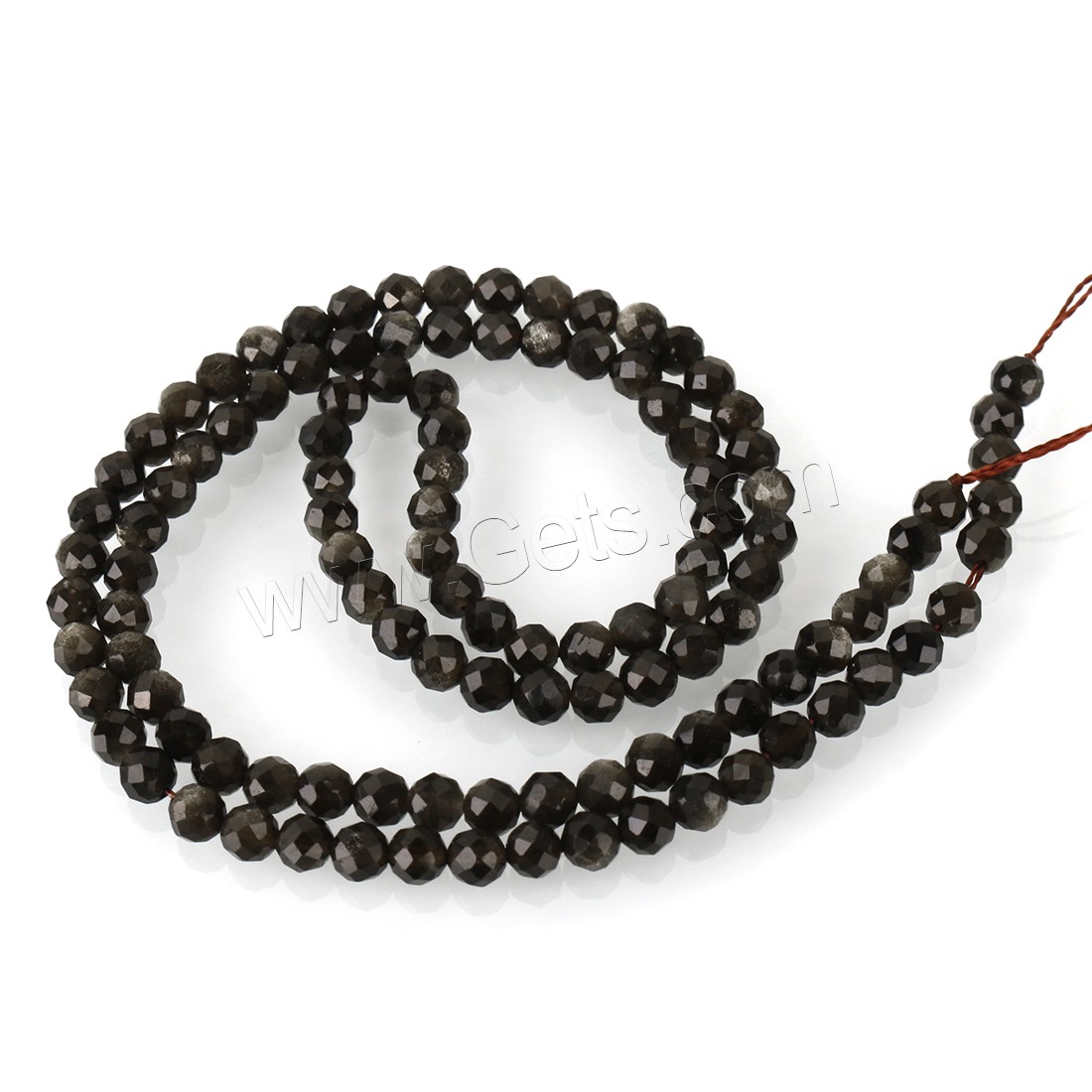 Gold Obsidian Beads, Round, fashion jewelry & DIY & different size for choice & faceted, black, Hole:Approx 1mm, Length:Approx 15.5 Inch, Approx 16 Inch, Sold By Strand