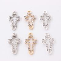 Rhinestone Zinc Alloy Connector, Cross, plated, fashion jewelry & DIY & with rhinestone 22*10*1.8mm 