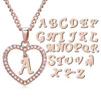 Collier zircon cubique de zinc Alloy, alliage de zinc, avec 6cm chaînes de rallonge, Lettre d’alphabet, Plaqué de couleur d'or rose, Forme différente pour le choix & chaîne de torsion ovale & pavé de micro zircon & pour femme, 16*20mm Environ 18.1 pouce, Vendu par brin