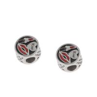 Stainless Steel European Beads, 316L Stainless Steel, Round, vintage & DIY & enamel, red Approx 4mm 