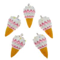 Imitation Food Resin Pendants, with Zinc Alloy, Ice Cream, Mini & cute & DIY, multi-colored Approx 1.8mm 