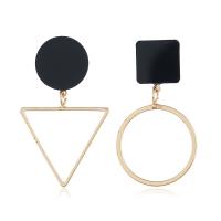 Zinc Alloy Asymmetric Earrings, with Acrylic, gold color plated, vintage & fashion jewelry & for woman, black, 45*24mm,43*24mm 