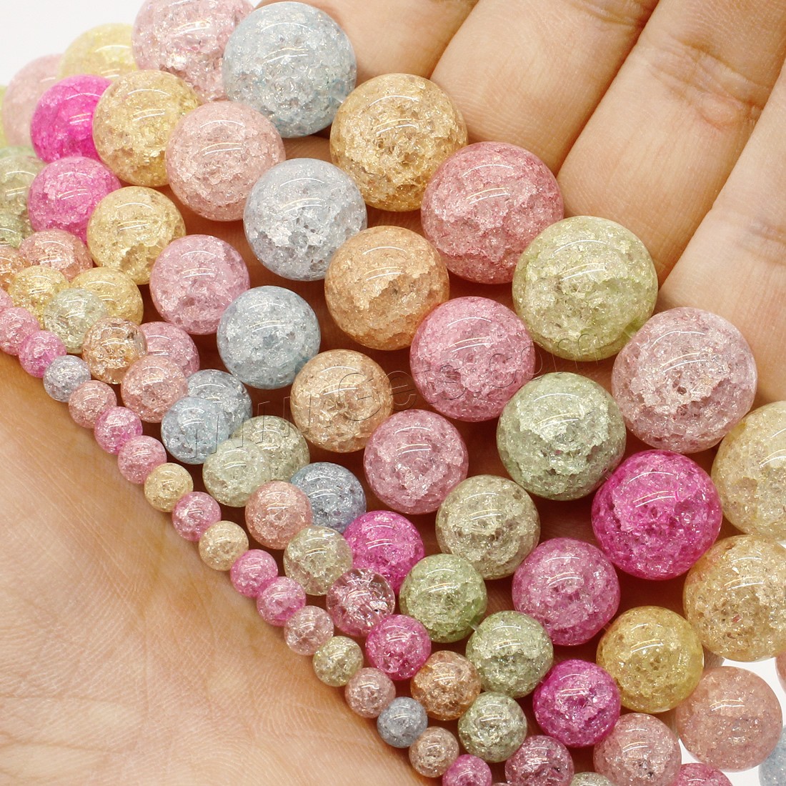 Crackle Quartz Beads, Round, different size for choice, more colors for choice, Hole:Approx 1mm, Length:Approx 14.9 Inch, Sold By Strand