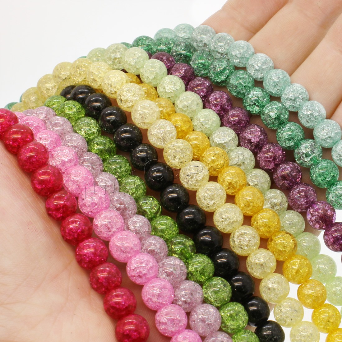 Crackle Quartz Beads, Round, different size for choice, more colors for choice, Hole:Approx 1mm, Length:Approx 14.9 Inch, Sold By Strand