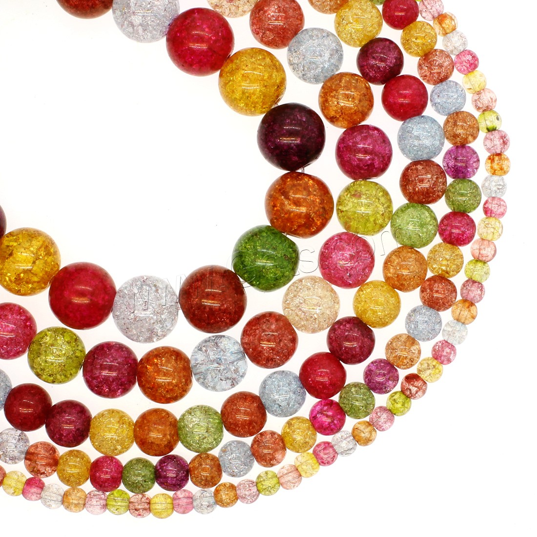 Crackle Quartz Beads, Round, different size for choice, mixed colors, Hole:Approx 1mm, Length:Approx 14.9 Inch, Sold By Strand