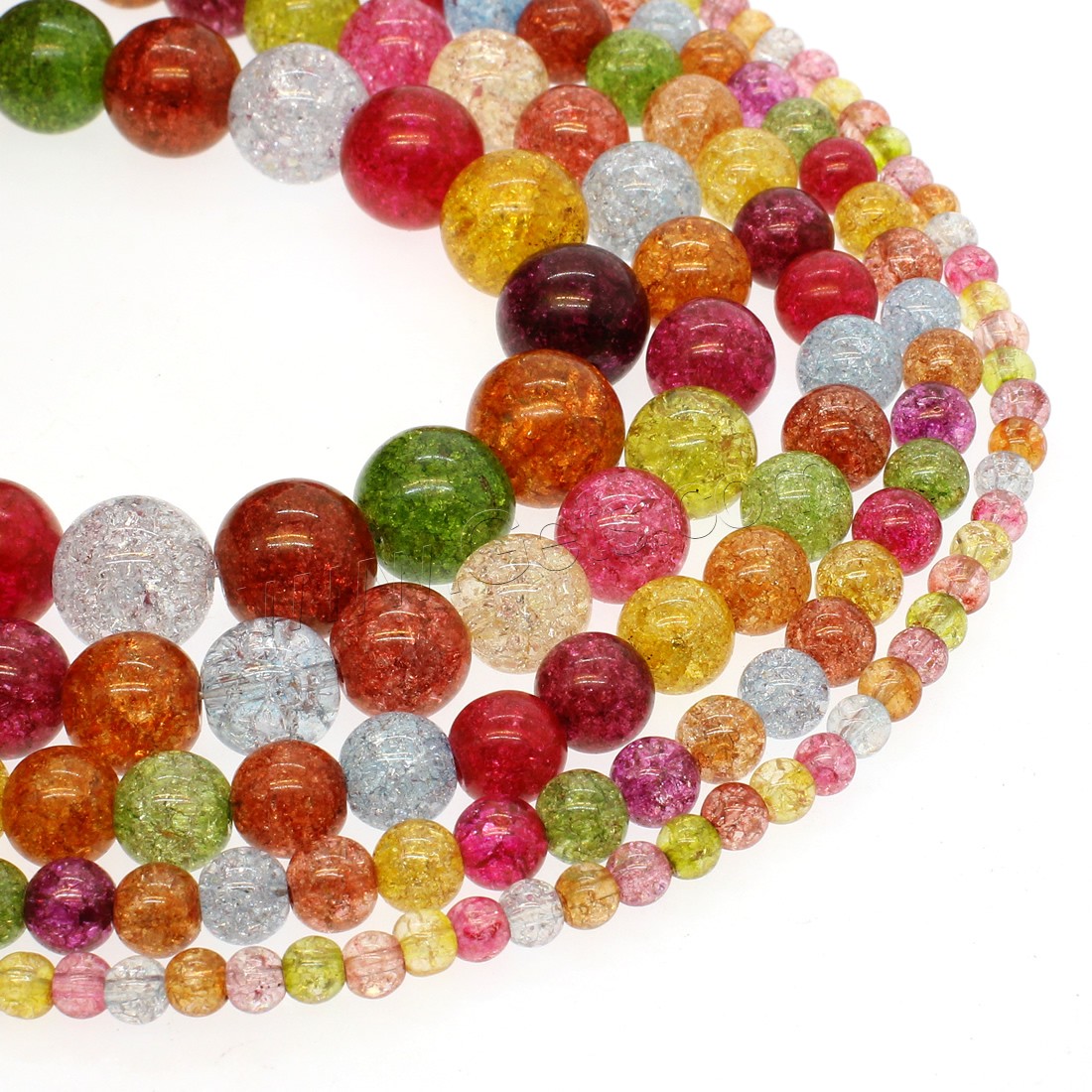 Crackle Quartz Beads, Round, different size for choice, mixed colors, Hole:Approx 1mm, Length:Approx 14.9 Inch, Sold By Strand