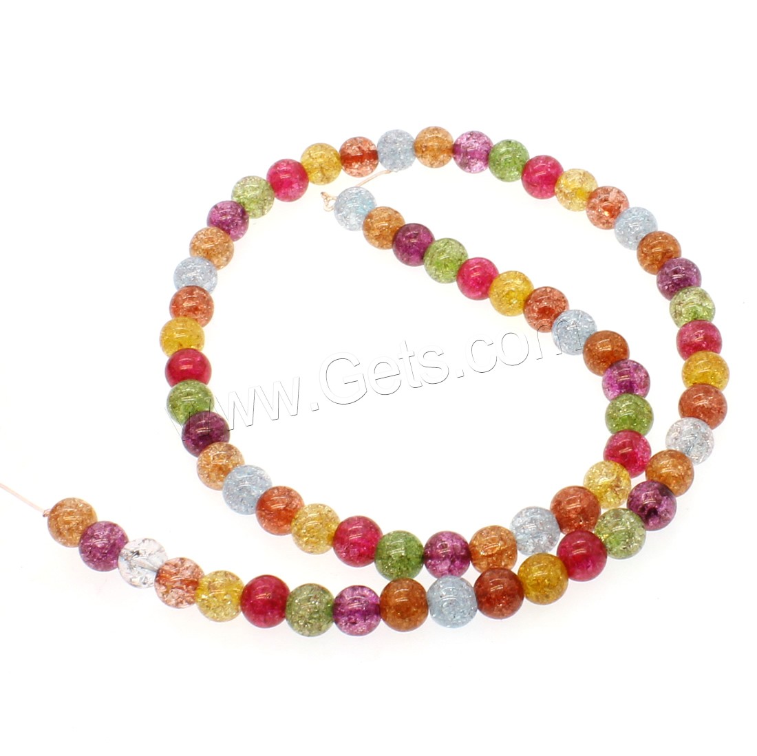 Crackle Quartz Beads, Round, different size for choice, mixed colors, Hole:Approx 1mm, Length:Approx 14.9 Inch, Sold By Strand