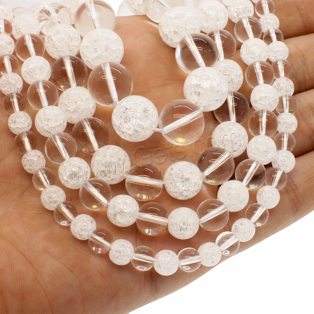 Crackle Quartz Beads, Round, different size for choice, Hole:Approx 1mm, Length:Approx 14.9 Inch, Sold By Strand