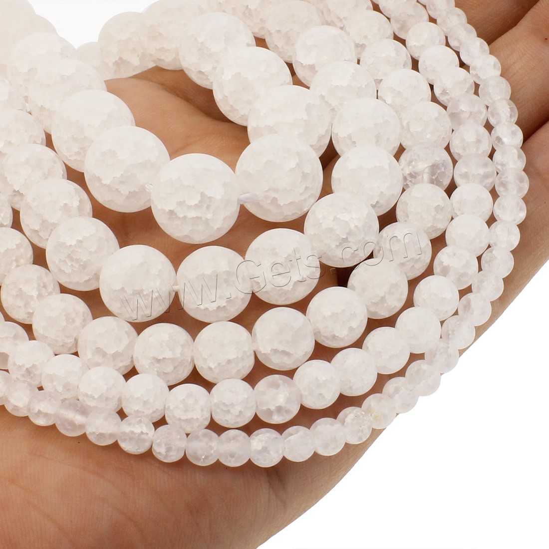 Crackle Quartz Beads, Round, different size for choice & frosted, white, Hole:Approx 1mm, Length:Approx 14.9 Inch, Sold By Strand