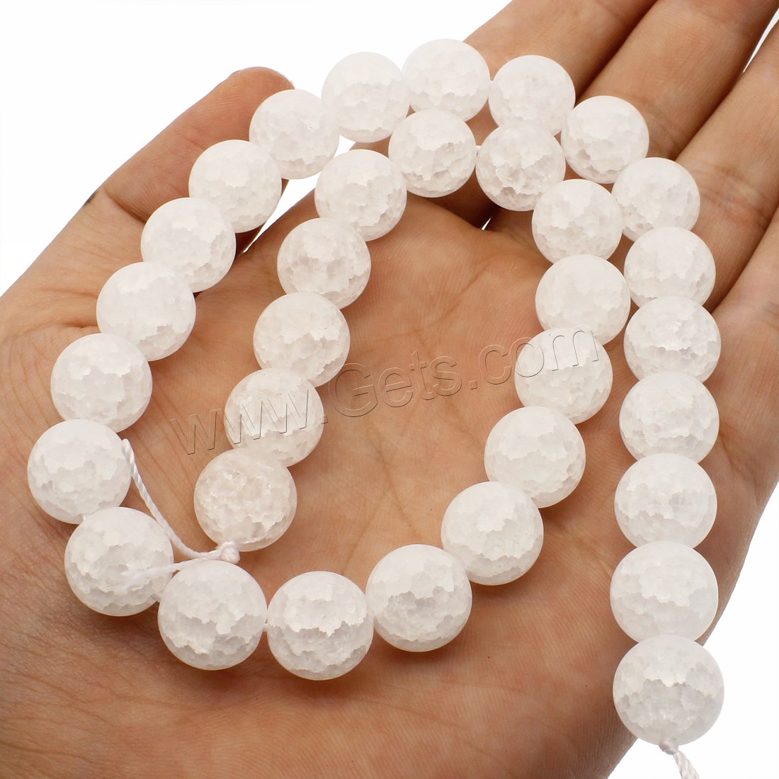 Crackle Quartz Beads, Round, different size for choice & frosted, white, Hole:Approx 1mm, Length:Approx 14.9 Inch, Sold By Strand