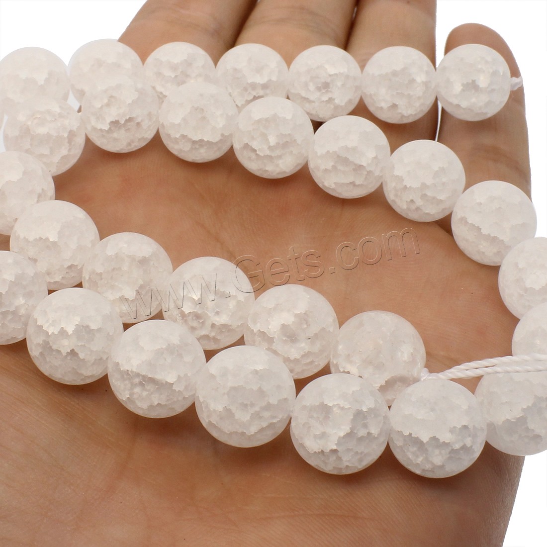 Crackle Quartz Beads, Round, different size for choice & frosted, white, Hole:Approx 1mm, Length:Approx 14.9 Inch, Sold By Strand