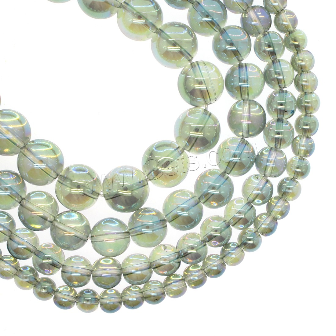 Round Crystal Beads, plated, different size for choice, multi-colored, Hole:Approx 1mm, Length:Approx 14.9 Inch, Sold By Strand