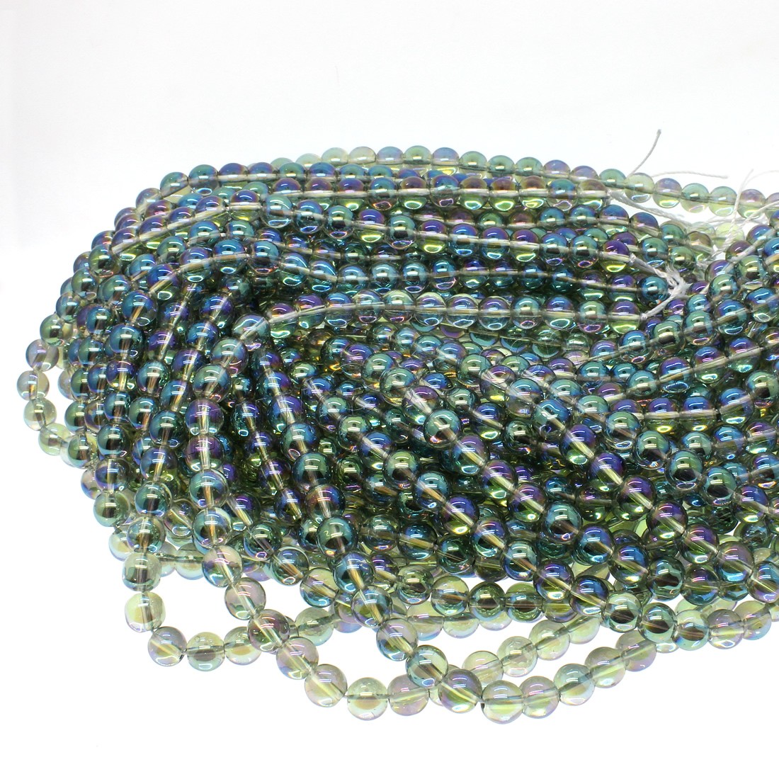 Round Crystal Beads, plated, different size for choice, multi-colored, Hole:Approx 1mm, Length:Approx 14.9 Inch, Sold By Strand