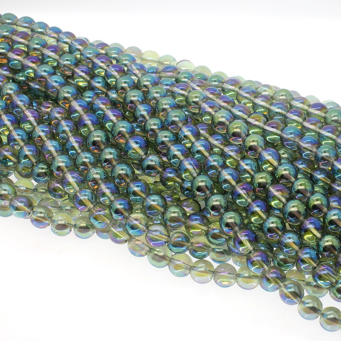 Round Crystal Beads, plated, different size for choice, multi-colored, Hole:Approx 1mm, Length:Approx 14.9 Inch, Sold By Strand