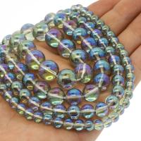 Round Crystal Beads, plated multi-colored Approx 1mm Approx 14.9 Inch 