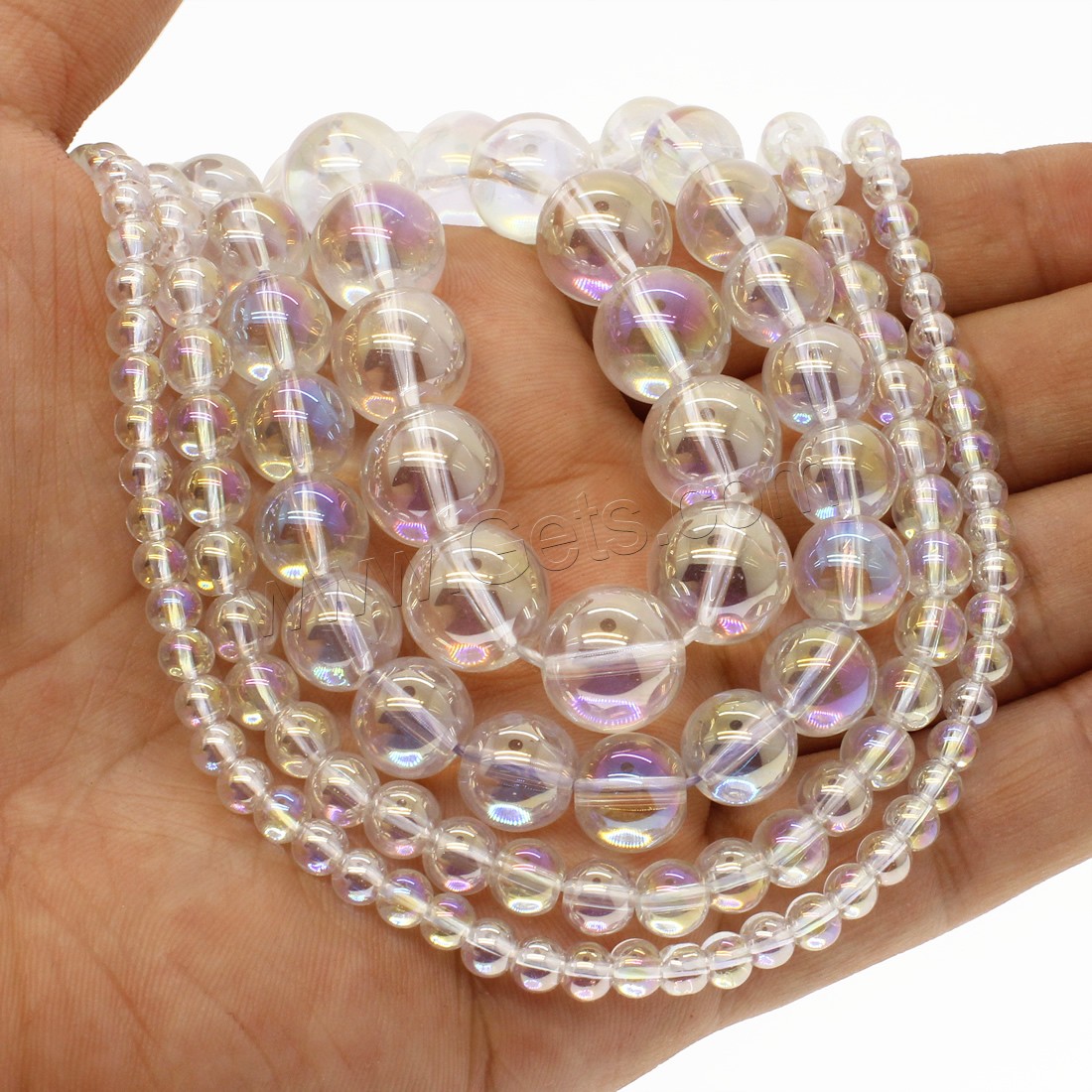 Round Crystal Beads, plated, different size for choice, multi-colored, Hole:Approx 1mm, Length:Approx 14.9 Inch, Sold By Strand