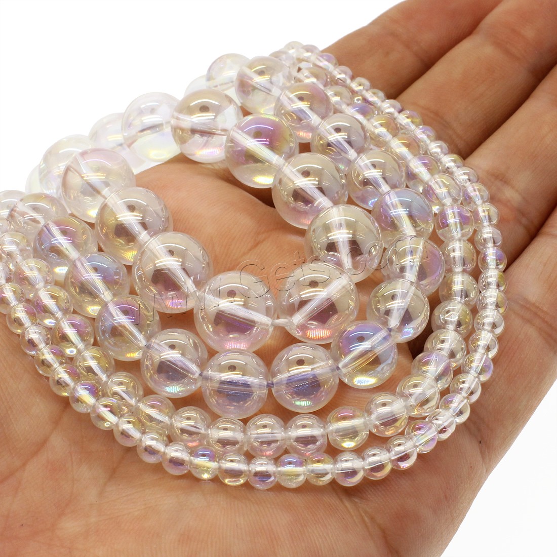 Round Crystal Beads, plated, different size for choice, multi-colored, Hole:Approx 1mm, Length:Approx 14.9 Inch, Sold By Strand