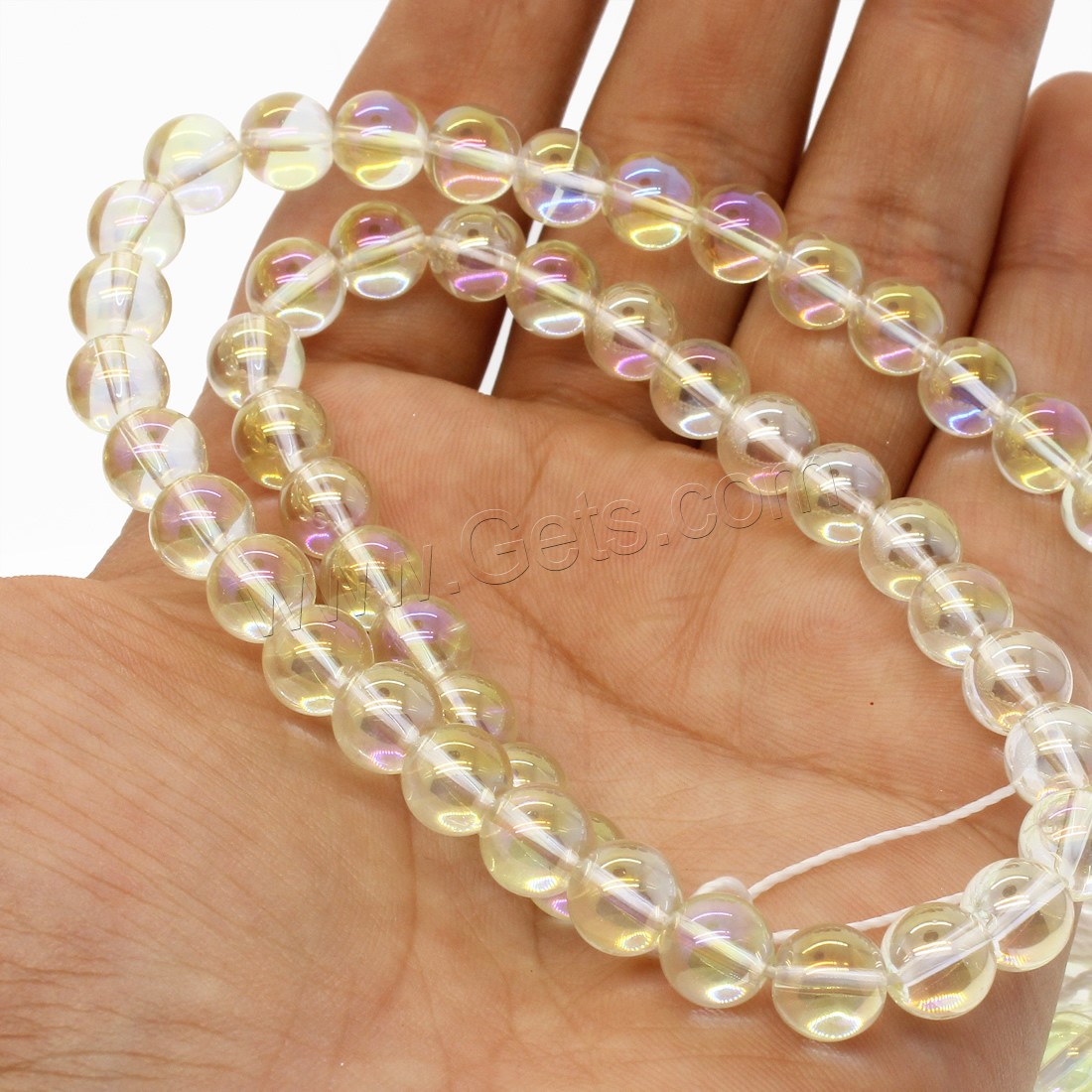 Round Crystal Beads, plated, different size for choice, yellow, Hole:Approx 1mm, Length:Approx 14.9 Inch, Sold By Strand