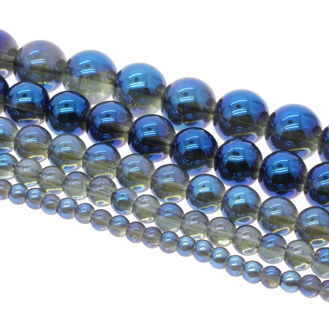 Round Crystal Beads, plated, different size for choice, blue, Hole:Approx 1mm, Length:Approx 14.9 Inch, Sold By Strand