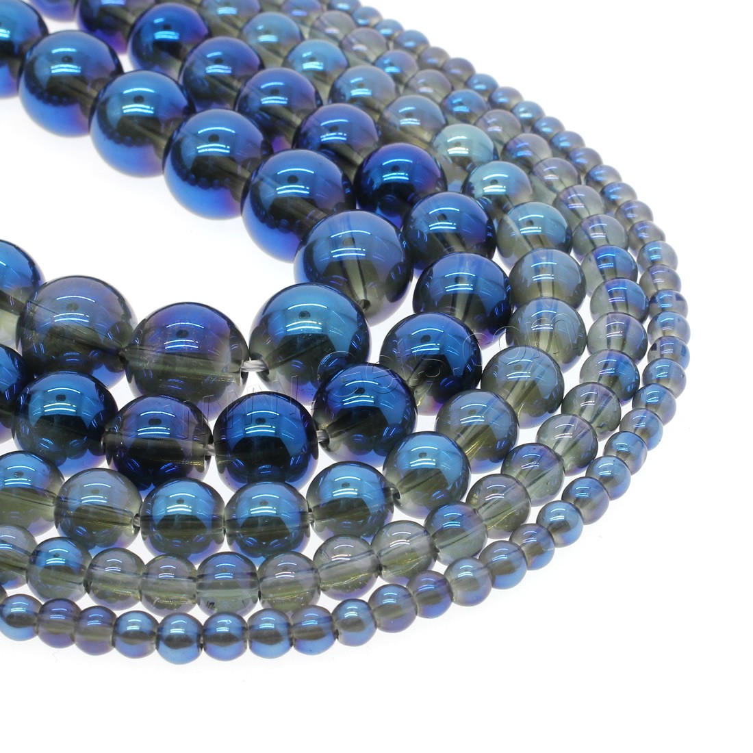 Round Crystal Beads, plated, different size for choice, blue, Hole:Approx 1mm, Length:Approx 14.9 Inch, Sold By Strand