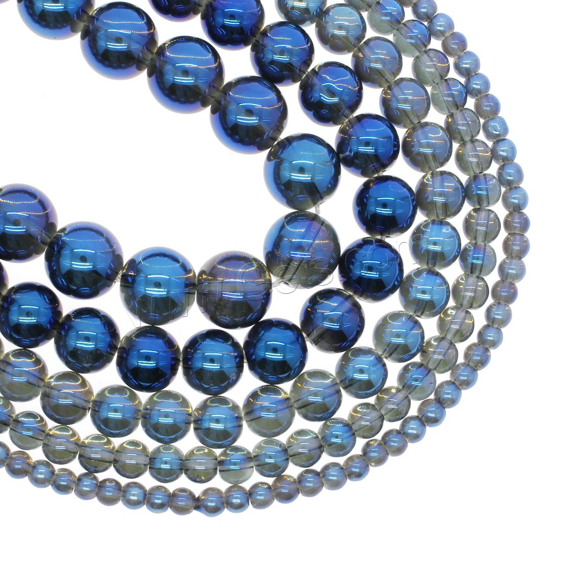 Round Crystal Beads, plated, different size for choice, blue, Hole:Approx 1mm, Length:Approx 14.9 Inch, Sold By Strand