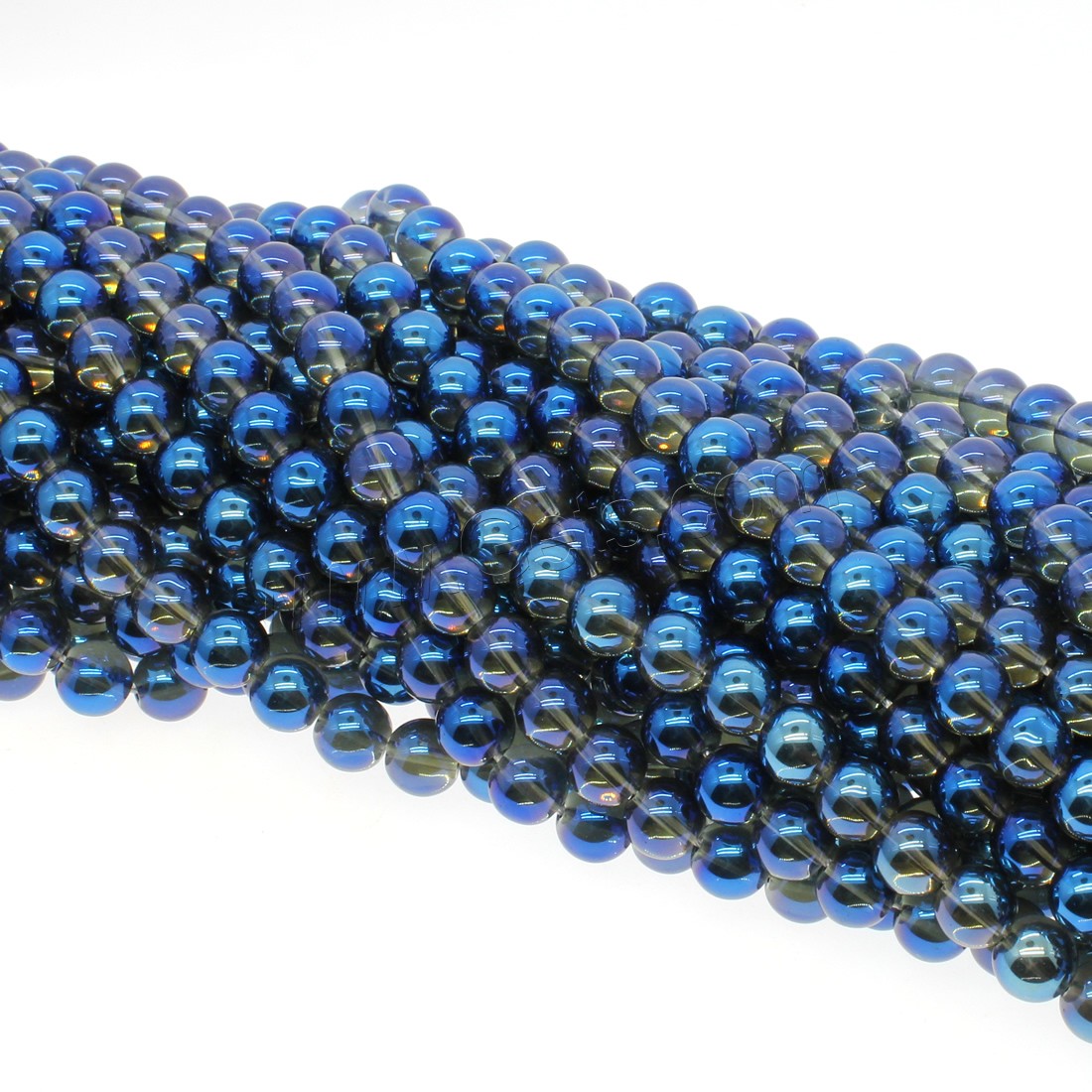 Round Crystal Beads, plated, different size for choice, blue, Hole:Approx 1mm, Length:Approx 14.9 Inch, Sold By Strand