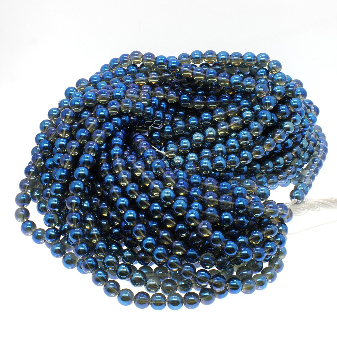 Round Crystal Beads, plated, different size for choice, blue, Hole:Approx 1mm, Length:Approx 14.9 Inch, Sold By Strand