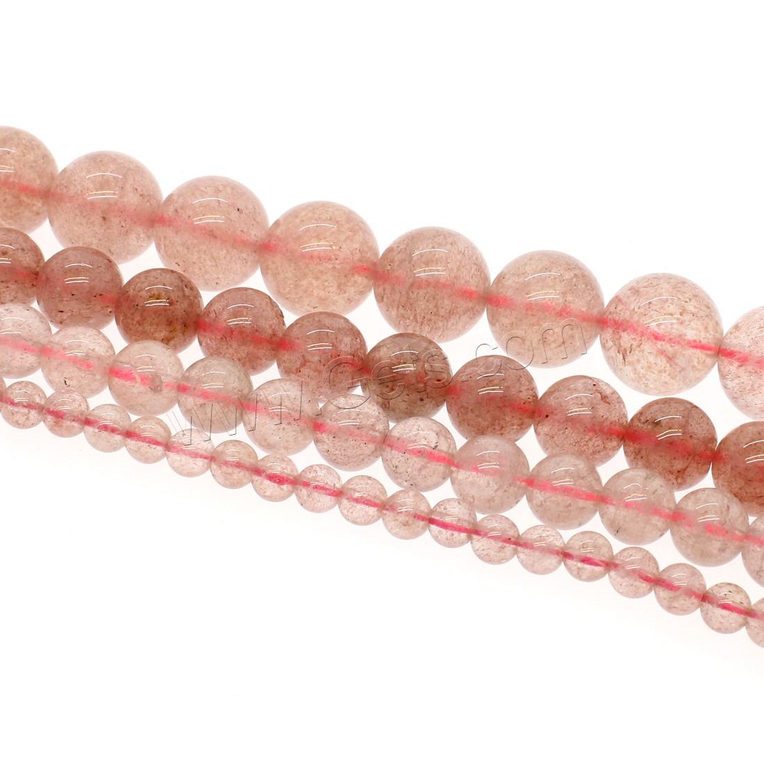 Strawberry Quartz goutte, Rond, normes différentes pour le choix, rose, Trou:Environ 1mm, Longueur:Environ 14.9 pouce, Vendu par brin